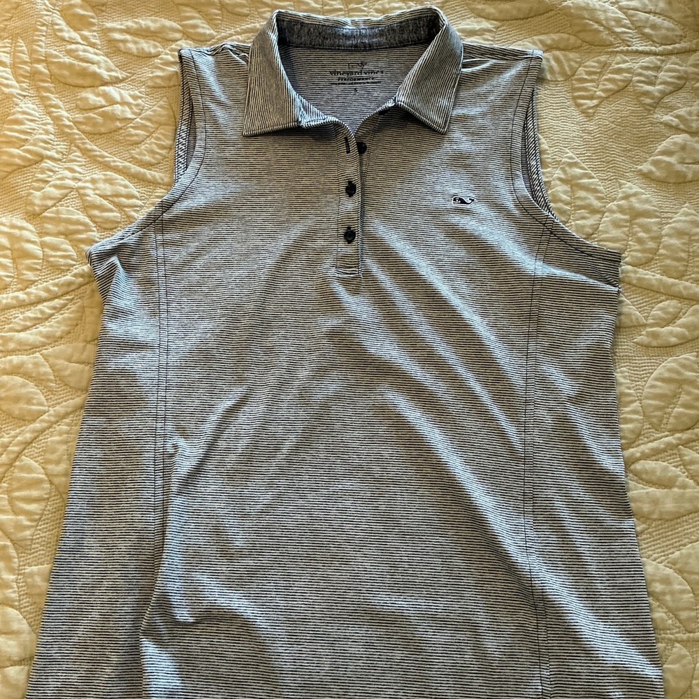 Women's Gray Sleeveless Polo Top
